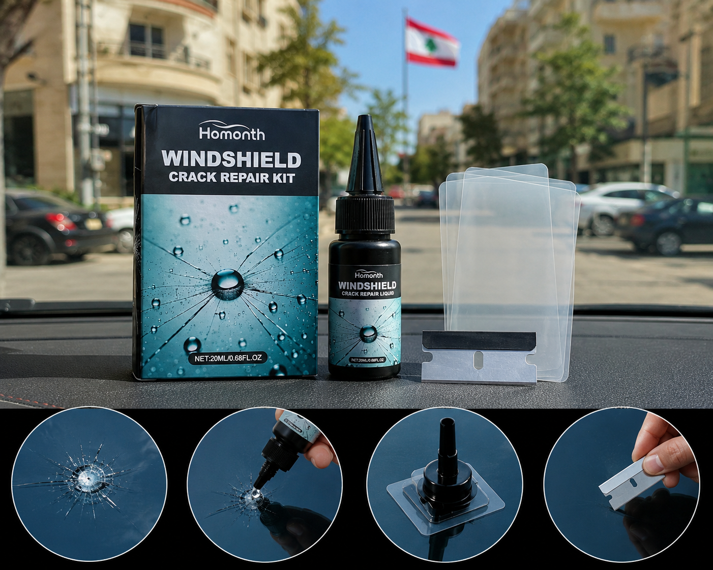🔥 GlassFix Pro™ – طقم إصلاح شقوق وتصدّعات زجاج السيارة