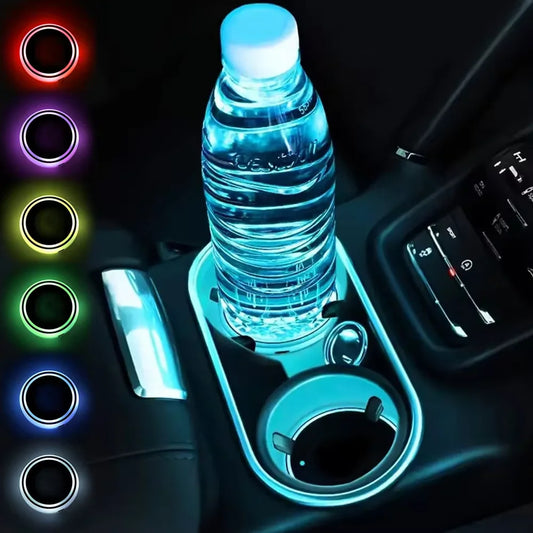 GlowCup 7™ – إضاءة LED ذكية لحامل أكواب السيارة بـ7 ألوان